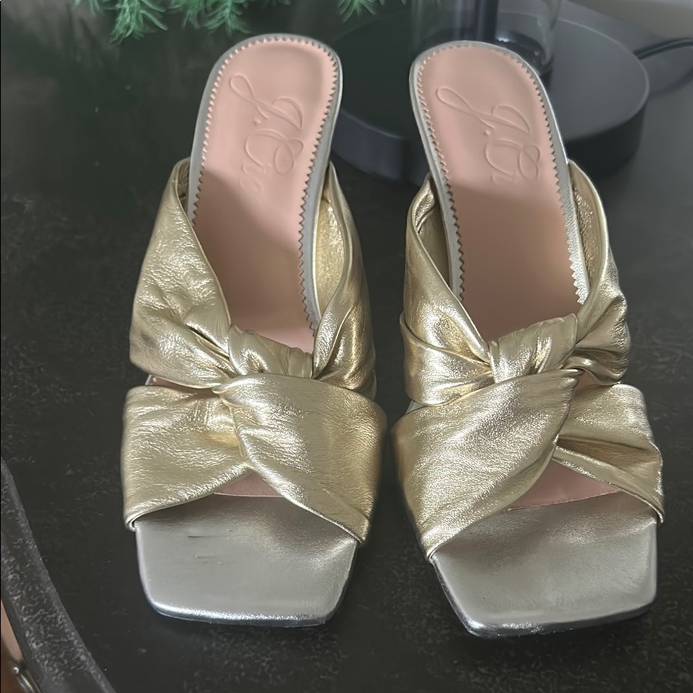 Gold and Silver Women's Slide Sandals